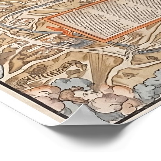 Affiche Plan Ancien Paris Truschet et Hoyau 1553 ポスター (角)