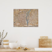 Affiche Plan Ancien Paris Truschet et Hoyau 1553 ポスター (キッチン)