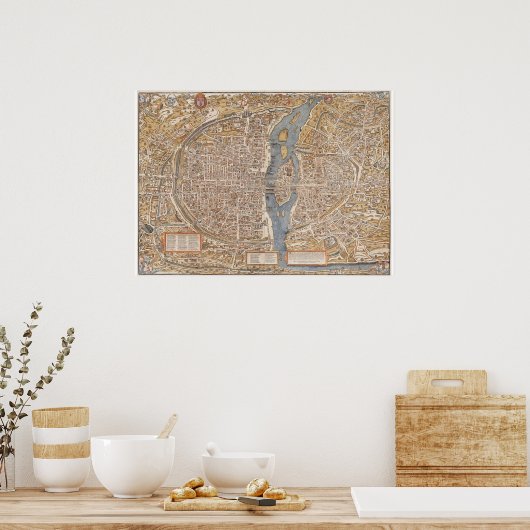 Affiche Plan Ancien Paris Truschet et Hoyau 1553 ポスター (キッチン)