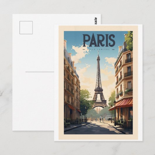 Affiche rétro - voyage - vintage - Paris ポストカード (正面/裏面)