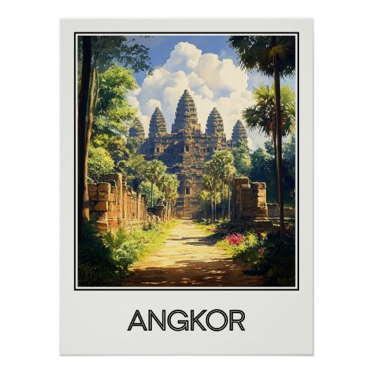 Affiche vintage Angkor, temple majestueux ポスター (正面)