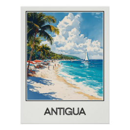 Affiche vintage Antigua, paradis tropical ポスター