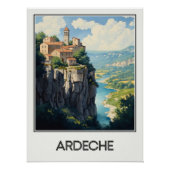 Affiche vintage Ardèche, village perché ポスター (正面)
