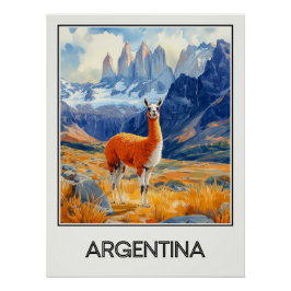 Affiche vintage Argentina, paysage de Patagonie ポスター