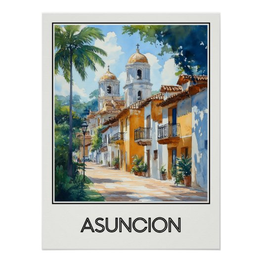 Affiche vintage Asuncion, charme colonial ポスター (正面)