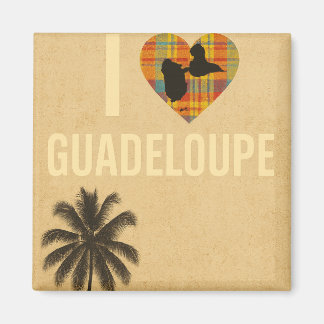 Affiche vintage I Love Guadeloupe – Cœur madras et マグネット