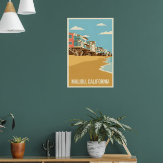 Affiche Vintage Malibu California ポスター