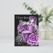 "Affinity" Pink Rose Fairy Art Avery Postcard ポストカード (スタンド正面)