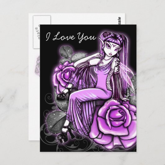 "Affinity" Pink Rose Fairy Art Avery Postcard ポストカード (正面/裏面)