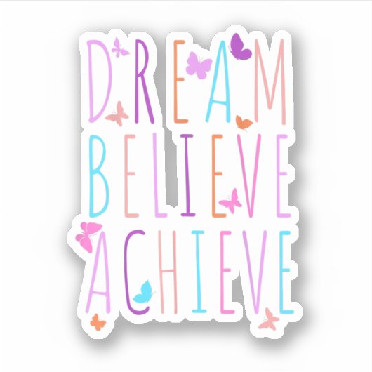 Affirmation Butterfly Dream Believe Achieve シール (正面)