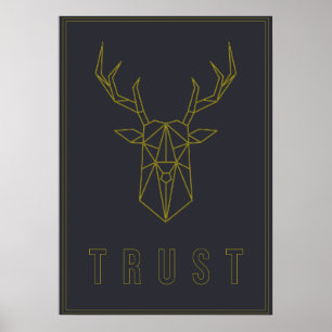 Affirmation poster of an origami deer trust ポスター