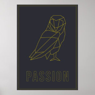 Affirmation poster of yellow origami owl passion ポスター