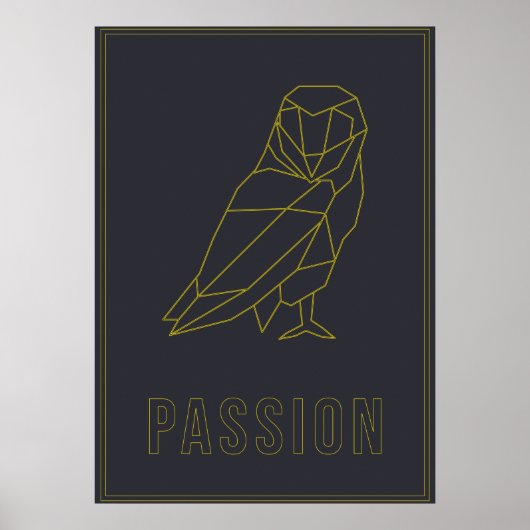 Affirmation poster of yellow origami owl passion ポスター (正面)