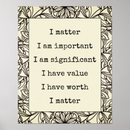 Affirmation Self-Worth You Matter Abstract Mandala ポスター