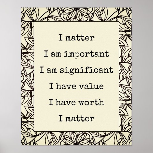 Affirmation Self-Worth You Matter Abstract Mandala ポスター (正面)