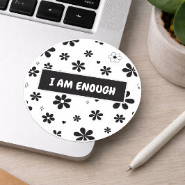 Affirmation Sticker | Black Floral Motivational ラウンドシール