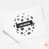 Affirmation Sticker | Black Floral Motivational ラウンドシール (封筒)