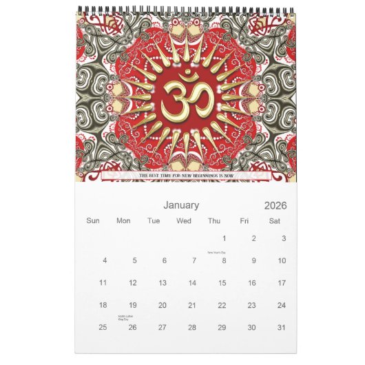 Affirmations OM Artistry Calendar カレンダー (1月 2026)