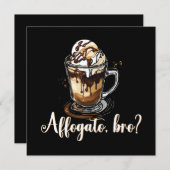 Affogato, bro?,コーヒイタリアンーデザートおもしろい 招待状 (正面/裏面)