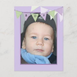 Affordable Bunting Boys Birthday Photo Party インビテーションポストカード