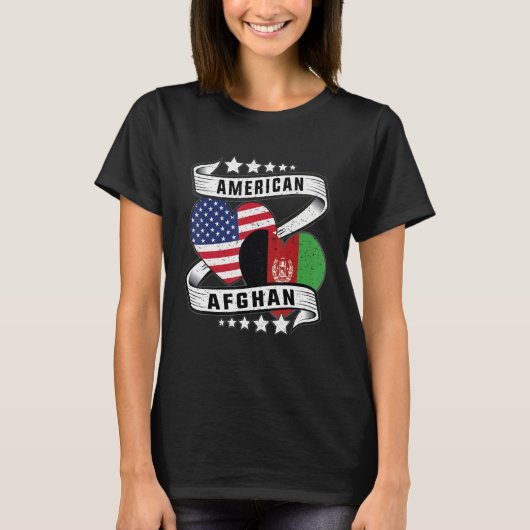 Afghan American Half Afghan half American flag hea Tシャツ (正面)