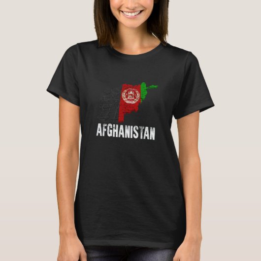 Afghan Flag Country Map Outline Afghanistan Tシャツ (正面)