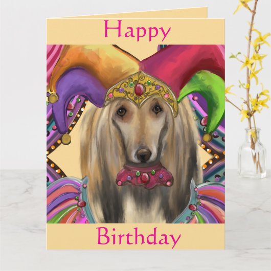 AFGHAN HOUND カード (黄色い花)