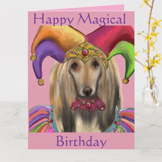 AFGHAN HOUND カード (黄色い花)