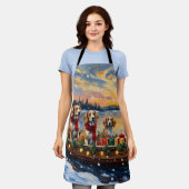 Afghan Hound Christmas Boat Holiday エプロン (着用した状態)