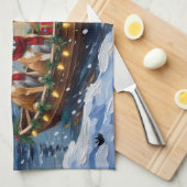 Afghan Hound Christmas Boat Holiday キッチンタオル (四つ折り)