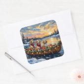 Afghan Hound Christmas Boat Holiday スクエアシール (封筒)