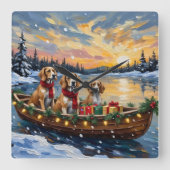 Afghan Hound Christmas Boat Holiday スクエア壁時計 (正面)