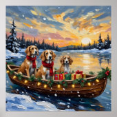 Afghan Hound Christmas Boat Holiday ポスター (正面)
