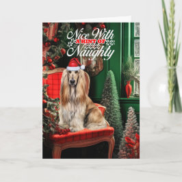 Afghan Hound Christmas Dog Naughty or Nice シーズンカード