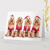 Afghan Hound Christmas Dress Santa Hat カード (黄色い花)