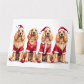 Afghan Hound Christmas Dress Santa Hat カード (正面)