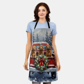 Afghan Hound Christmas Red Truck Holiday エプロン (着用した状態)