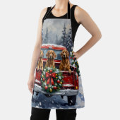 Afghan Hound Christmas Red Truck Holiday エプロン (インサイチュ)