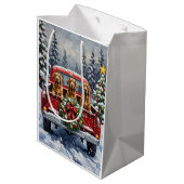 Afghan Hound Christmas Red Truck Holiday ミディアムペーパーバッグ (裏面アングル)