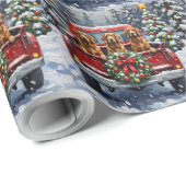 Afghan Hound Christmas Red Truck Holiday ラッピングペーパー (ロールコーナー)