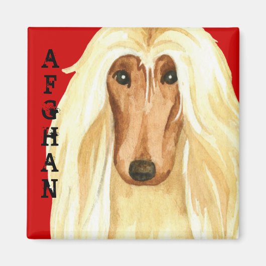Afghan Hound Color Block マグネット (正面)