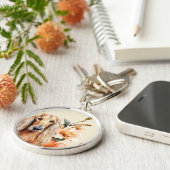 Afghan Hound Dog and Peach Lilies キーホルダー (側面)