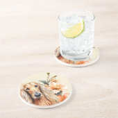 Afghan Hound Dog and Peach Lilies コースター (側面)