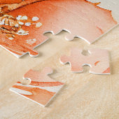 Afghan Hound Dog and Peach Lilies ジグソーパズル (側面)