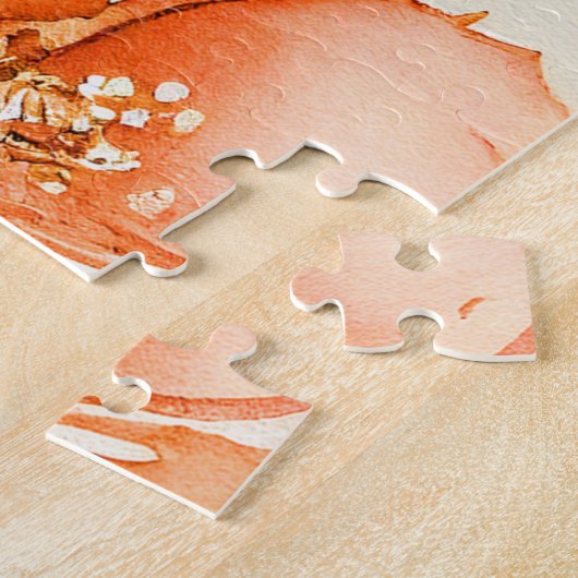 Afghan Hound Dog and Peach Lilies ジグソーパズル (側面)