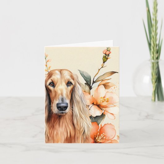 Afghan Hound Dog and Peach Lilies ノートカード (正面)