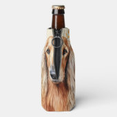 Afghan Hound Dog and Peach Lilies ボトルクーラー (ボトル裏面)