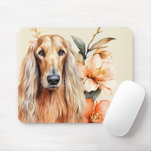 Afghan Hound Dog and Peach Lilies マウスパッド (マウス)