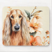 Afghan Hound Dog and Peach Lilies マウスパッド (正面)