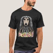 Afghan Hound  Dog  Floral Tシャツ (正面)